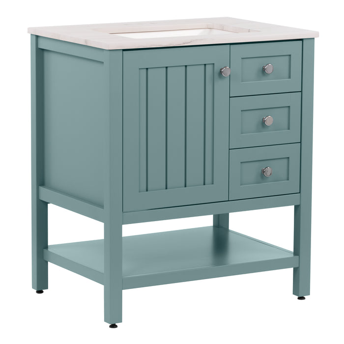 31" Coastal-Style Vanity With 2 Drawers and Sink Top