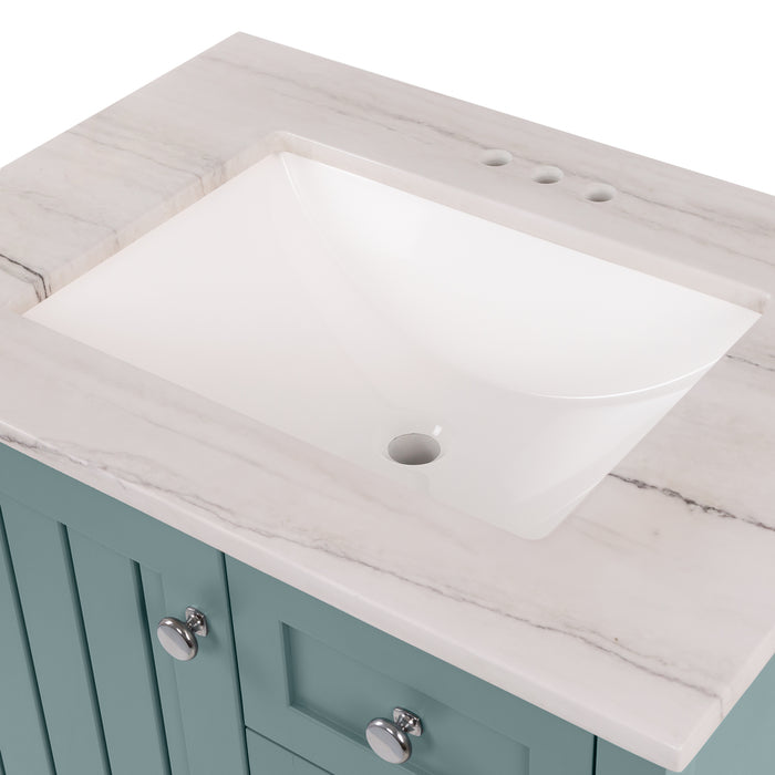 31" Coastal-Style Vanity With 2 Drawers and Sink Top