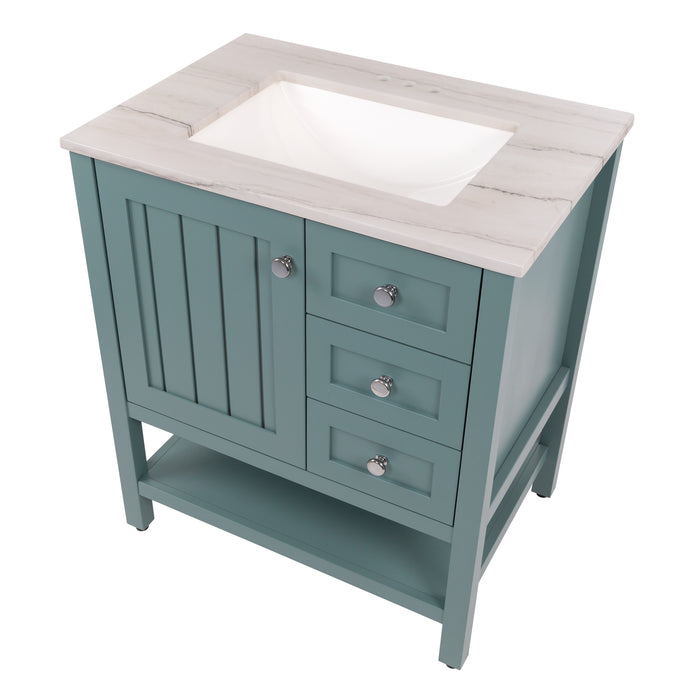 31" Coastal-Style Vanity With 2 Drawers and Sink Top