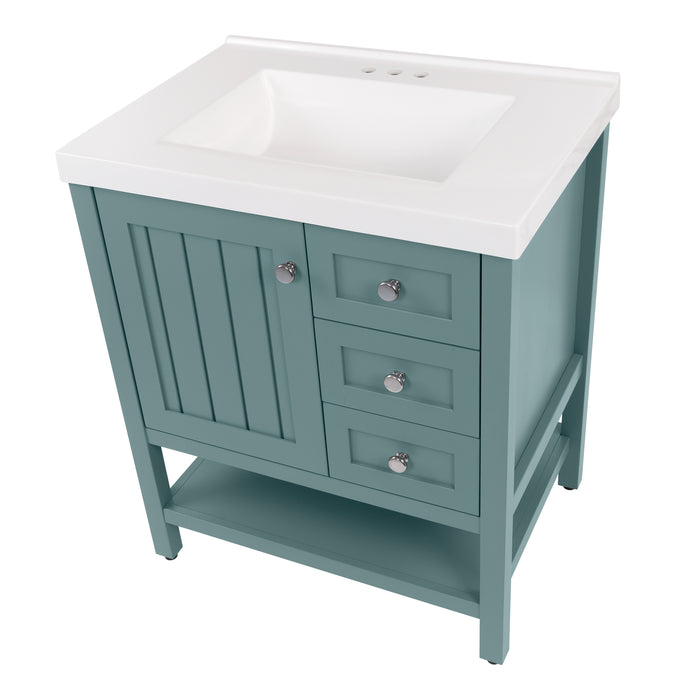 31" Coastal-Style Vanity With 2 Drawers and Sink Top