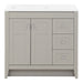 Lonsdale 36 inch warm gray powder room vanity with 2 doors, 3 drawers, and white top with offset sink