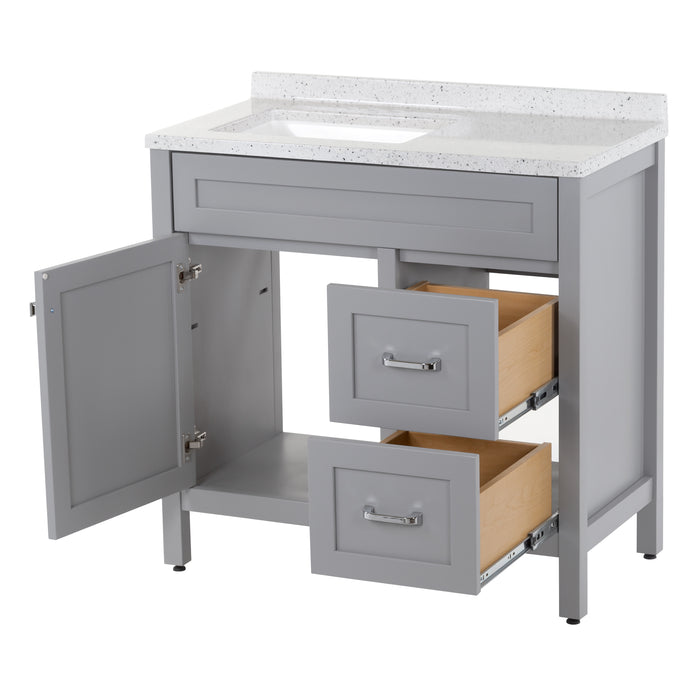 36.5" Furniture-Style Bathroom Vanity With Legs and Sink Top