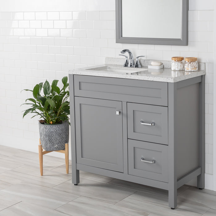 36.5" Furniture-Style Bathroom Vanity With Legs and Sink Top