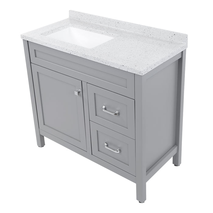 36.5" Furniture-Style Bathroom Vanity With Legs and Sink Top