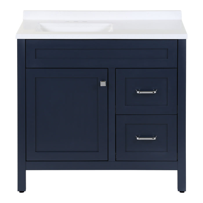 36.5" Furniture-Style Bathroom Vanity With Legs and Sink Top