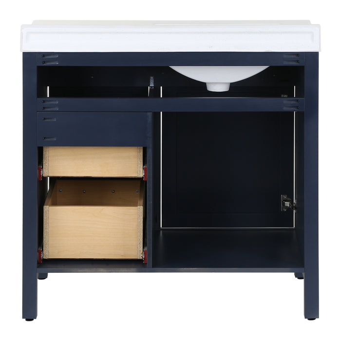 36.5" Furniture-Style Bathroom Vanity With Legs and Sink Top