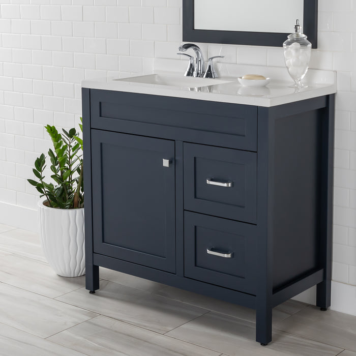 36.5" Furniture-Style Bathroom Vanity With Legs and Sink Top