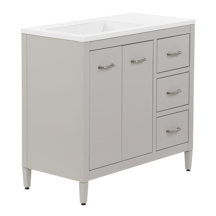 36.5" Bathroom Vanity With 3 Drawers and Countertop With Sink