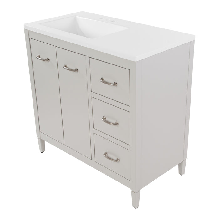 36.5" Bathroom Vanity With 3 Drawers and Countertop With Sink