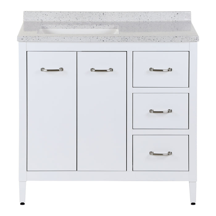 36.5" Bathroom Vanity With 3 Drawers and Countertop With Sink