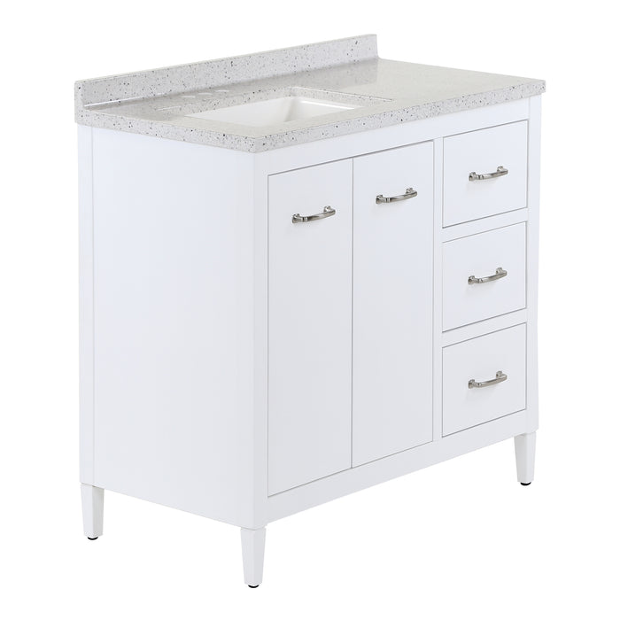 36.5" Bathroom Vanity With 3 Drawers and Countertop With Sink