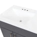 Offset sink on Salil 36 inch 2-door gray bathroom vanity with 2 drawers and white top