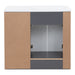 Open back on Salil 36 inch 2-door gray bathroom vanity with 2 drawers and white top