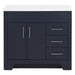 Salil 36 inch 2-door blue bathroom vanity with 2 drawers and white top with offset sink