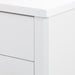 Corner of Salil 36 inch 2-door white bathroom vanity with 2 drawers and white top