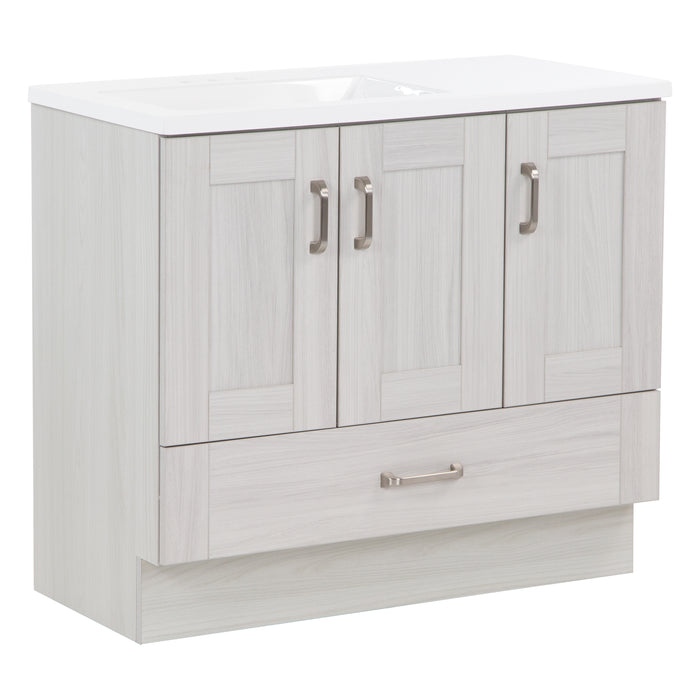 36.25" 2-Cabinet, 2-Drawer Bathroom Vanity With Offset Sink