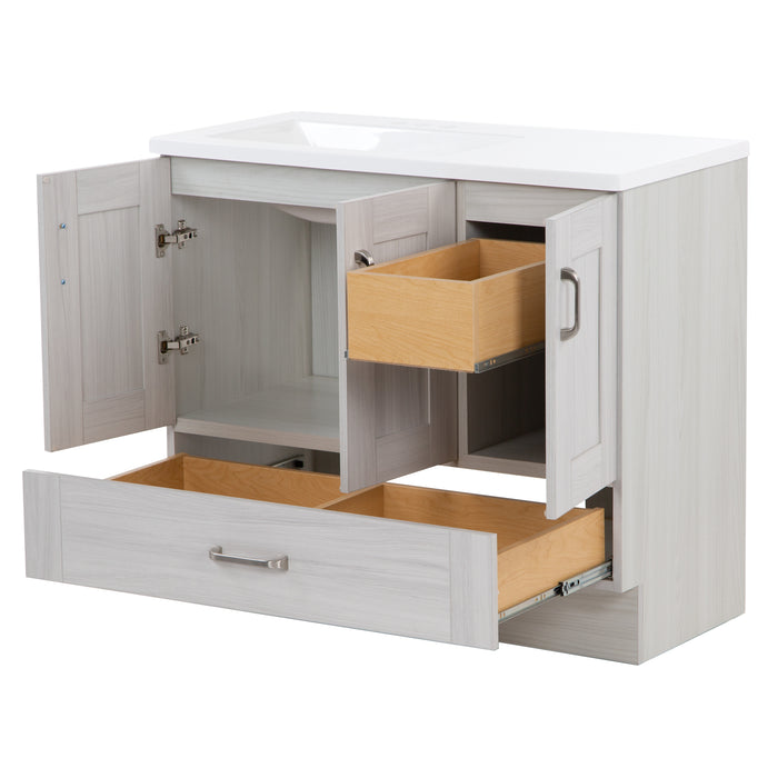 36.25" 2-Cabinet, 2-Drawer Bathroom Vanity With Offset Sink