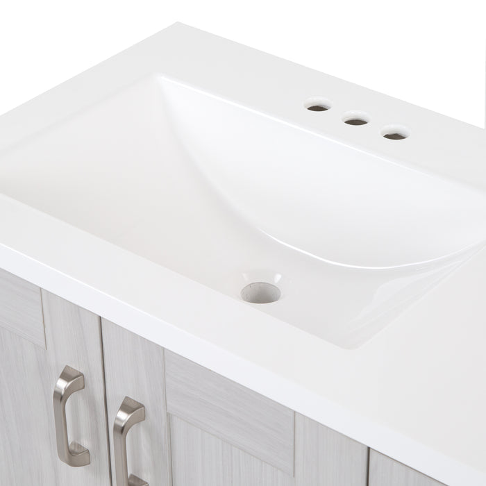 36.25" 2-Cabinet, 2-Drawer Bathroom Vanity With Offset Sink