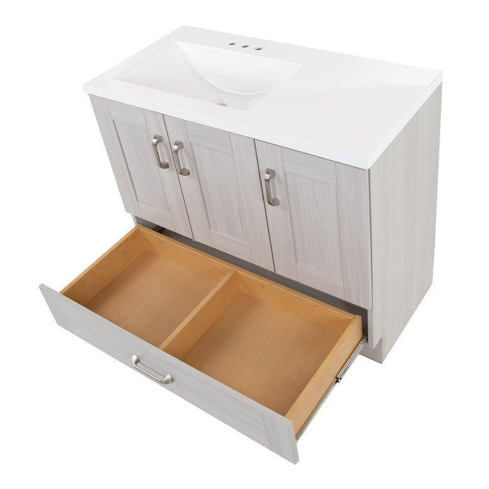 36.25" 2-Cabinet, 2-Drawer Bathroom Vanity With Offset Sink