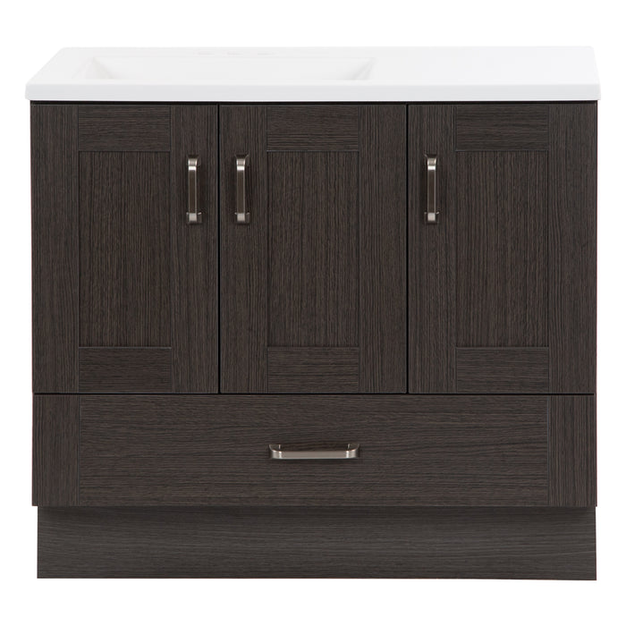 36.25" 2-Cabinet, 2-Drawer Bathroom Vanity With Offset Sink