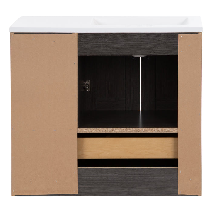 36.25" 2-Cabinet, 2-Drawer Bathroom Vanity With Offset Sink