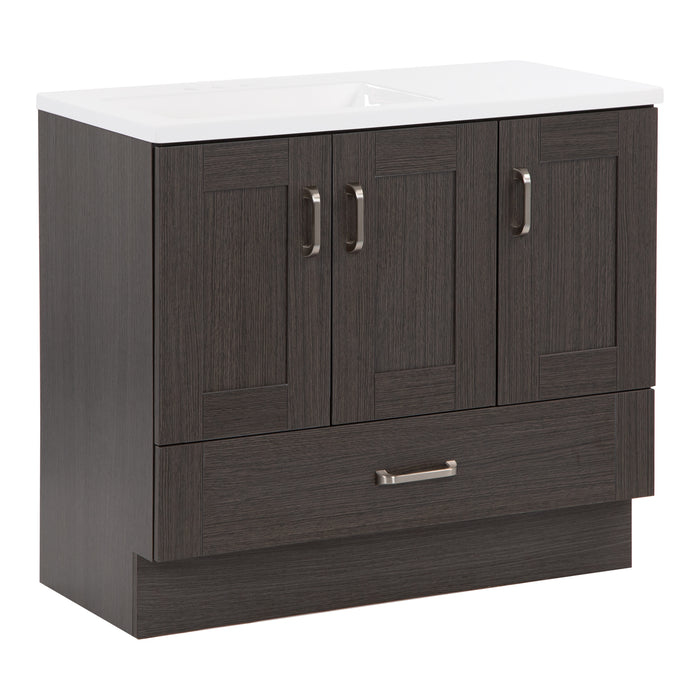 36.25" 2-Cabinet, 2-Drawer Bathroom Vanity With Offset Sink