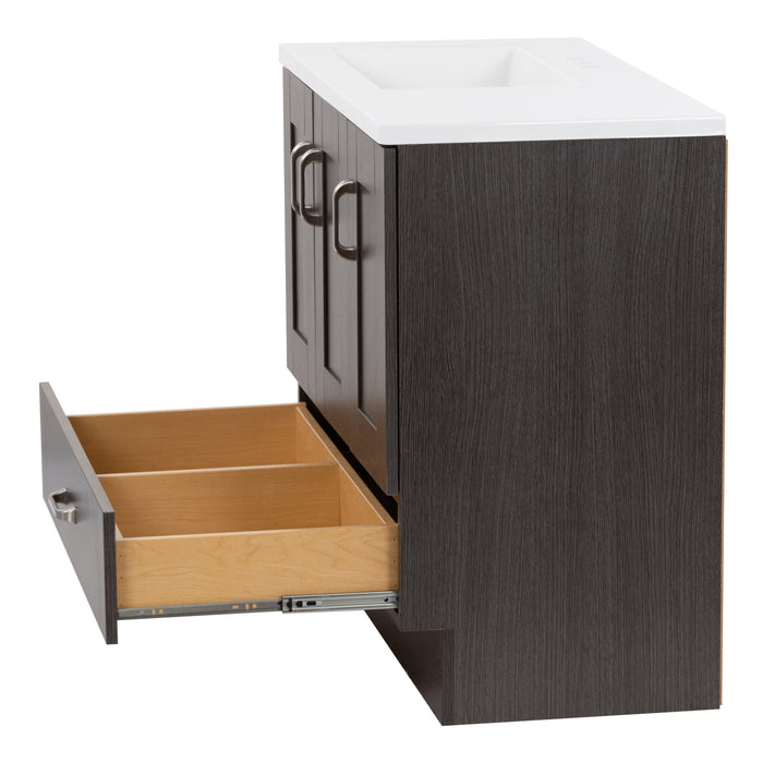 36.25" 2-Cabinet, 2-Drawer Bathroom Vanity With Offset Sink