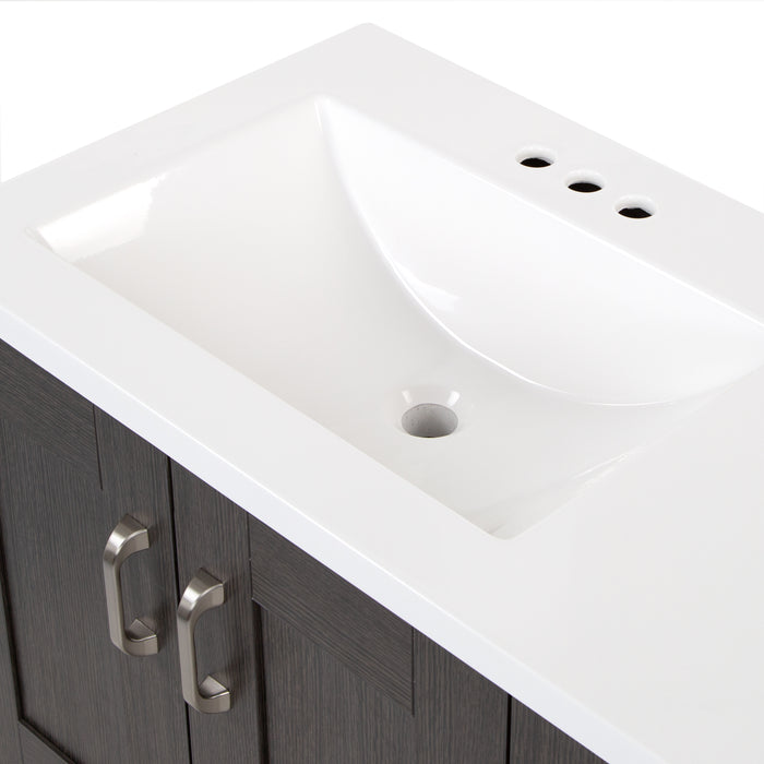 36.25" 2-Cabinet, 2-Drawer Bathroom Vanity With Offset Sink