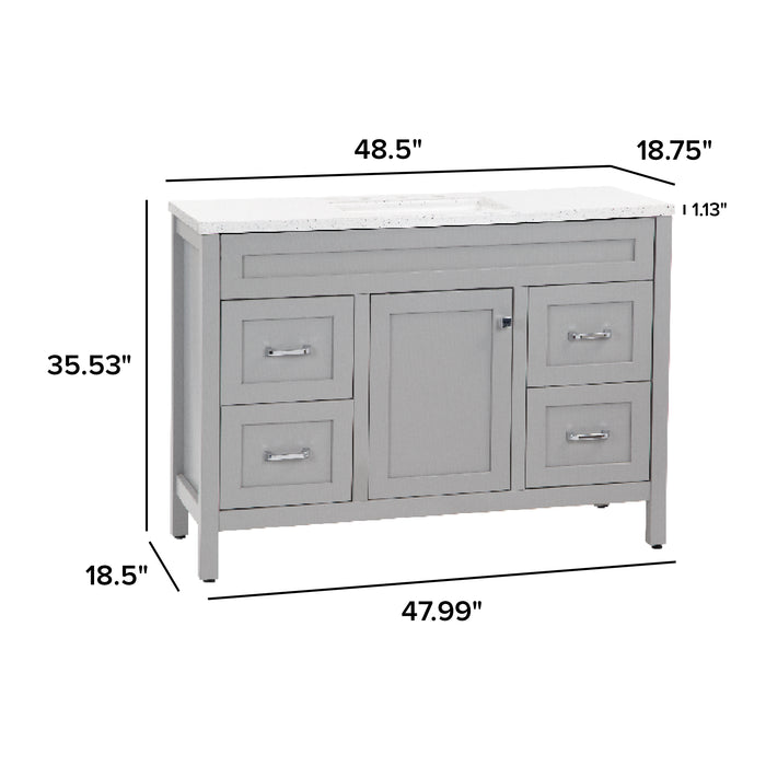 36.5" Furniture-Style Bathroom Vanity With Legs and Sink Top