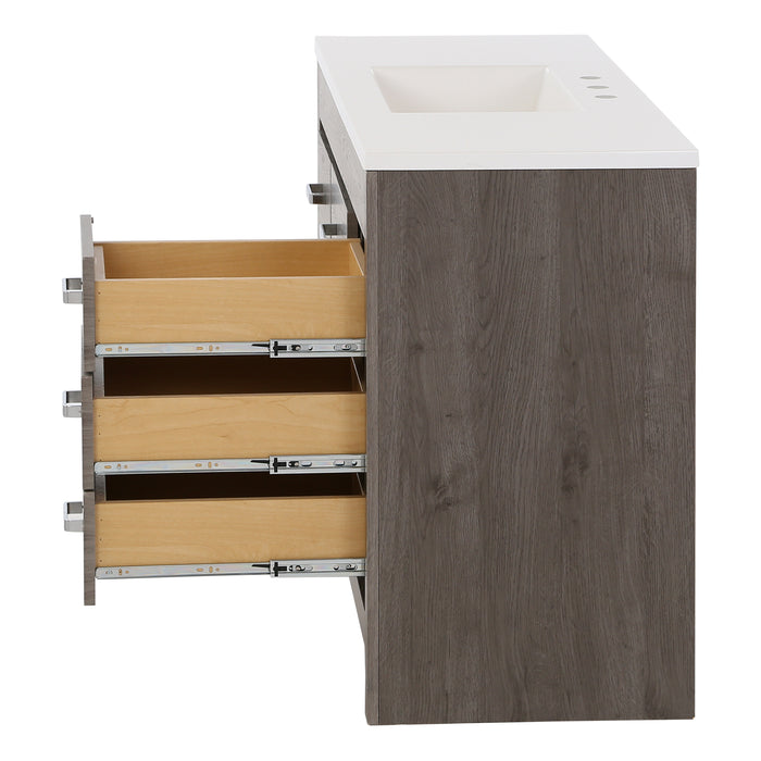 48.25" Freestanding Bathroom Vanity With 6 Drawers and White Countertop