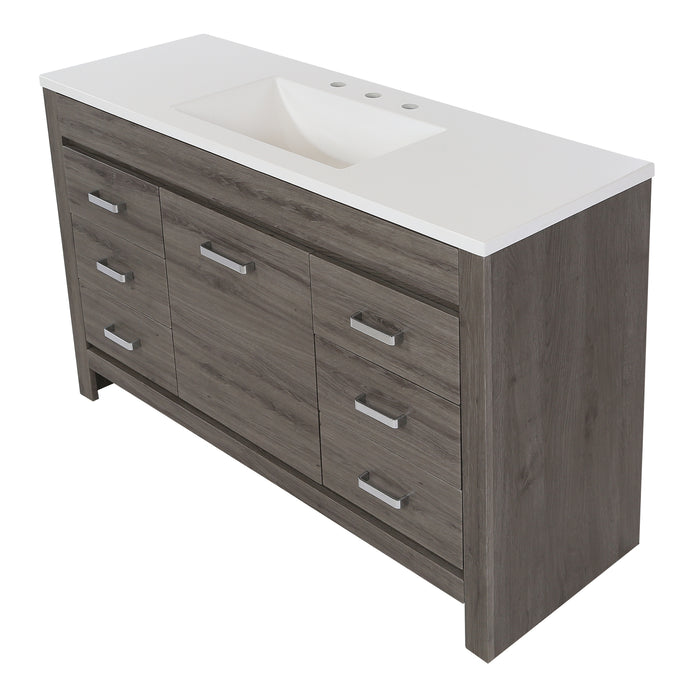 48.25" Freestanding Bathroom Vanity With 6 Drawers and White Countertop