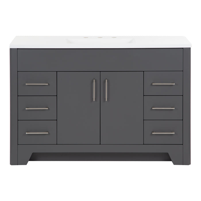 Salil 48 inch 2-door, 4-drawer gray bathroom vanity with white sink top