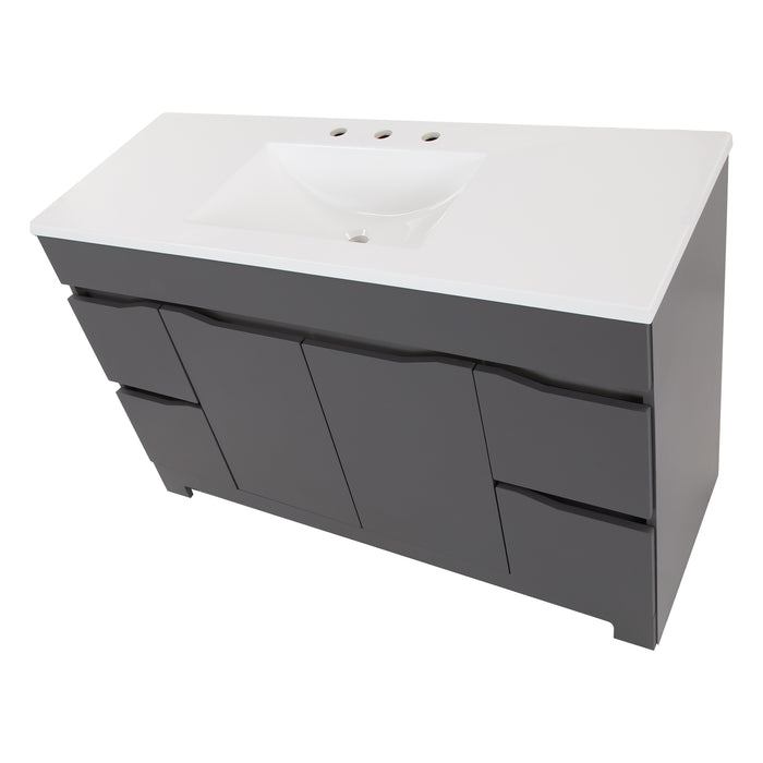 48.25" 2-Door Bathroom Vanity With 4 Drawers and White Countertop