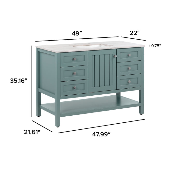 49" Furniture-Style Vanity With 6 Drawers and Sink Top