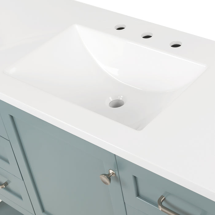 48.5" 6-Drawer Vanity With Open Shelf and Sink Top