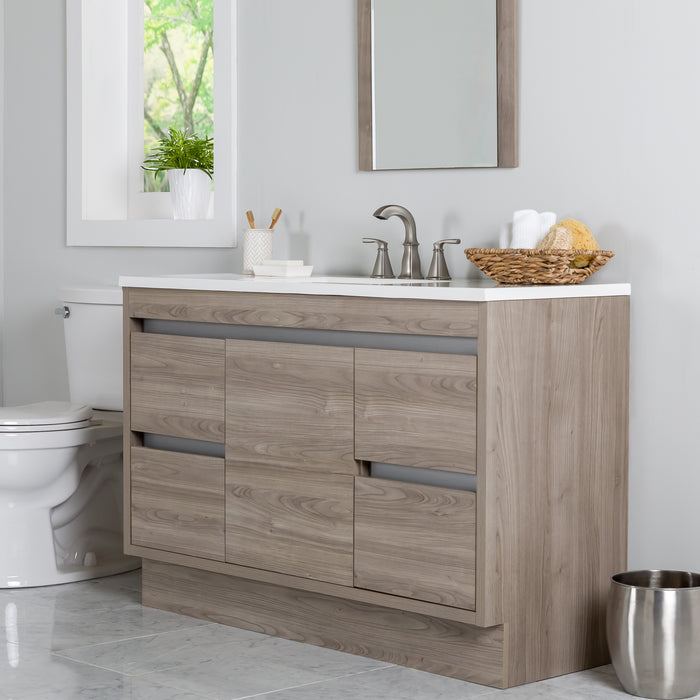 48.25" Single-Sink Vanity With Cabinet, 4 Drawers, and White Sink Top