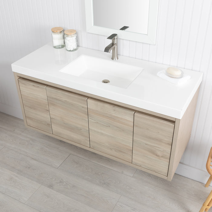 48.5" Floating Single-Sink Vanity With Two Drawers and White Sink Top