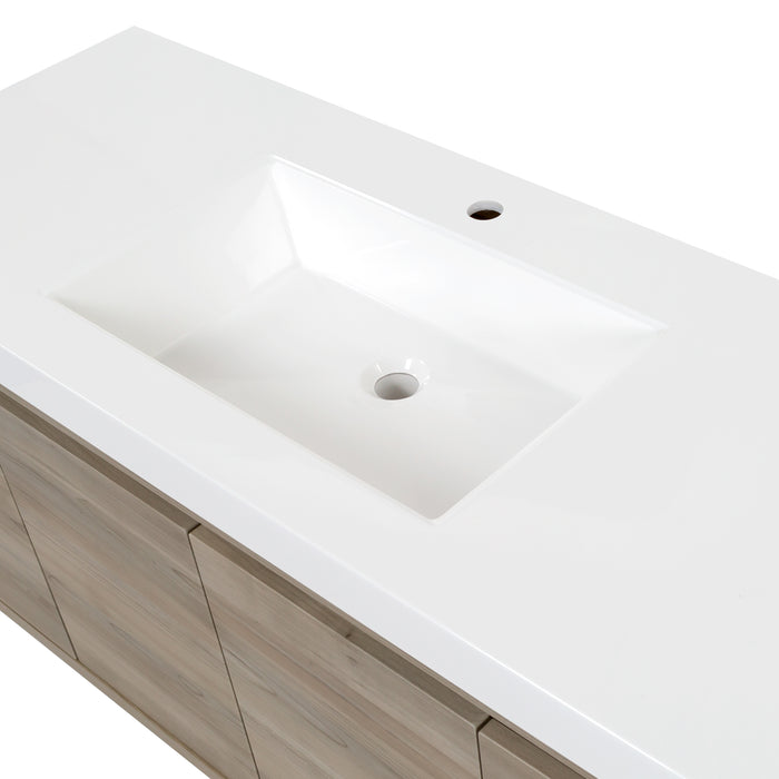 48.5" Floating Single-Sink Vanity With Two Drawers and White Sink Top