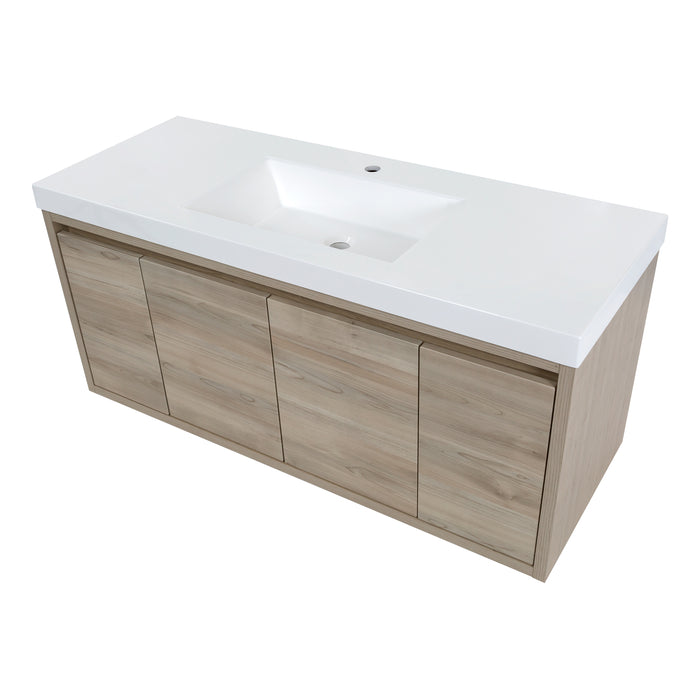 48.5" Floating Single-Sink Vanity With Two Drawers and White Sink Top