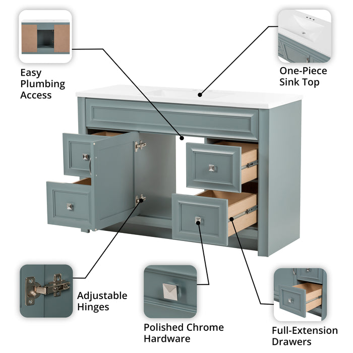 48.25" Single-Sink Vanity With 4 Drawers and White Counter Top