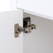 Adjustable hinge on Lonsdale 60 inch white double sink bathroom vanity with 2 cabinets and 3 drawers