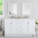 Lonsdale 60 inch white double sink bathroom vanity with 2 cabinets and 3 drawers installed in bathroom