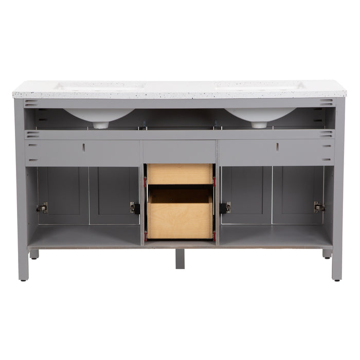 60.5" Furniture-Style Vanity With Integrated Double-Sink