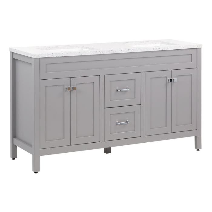 60.5" Furniture-Style Vanity With Integrated Double-Sink