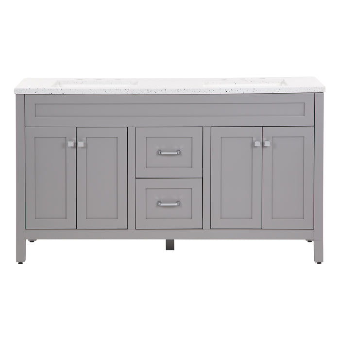 60.5" Furniture-Style Vanity With Integrated Double-Sink