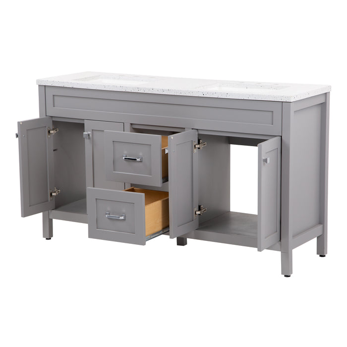 60.5" Furniture-Style Vanity With Integrated Double-Sink