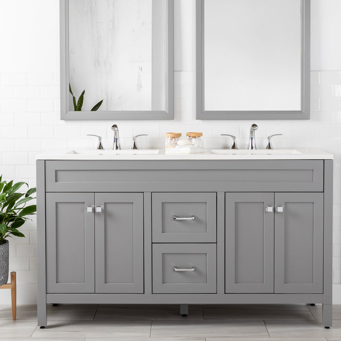 60.5" Furniture-Style Vanity With Integrated Double-Sink