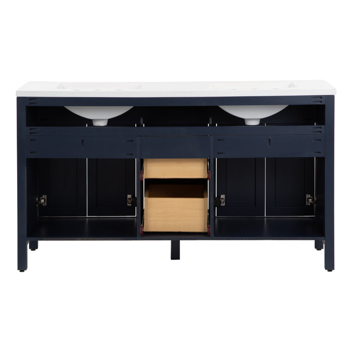 60.5" Furniture-Style Vanity With Integrated Double-Sink