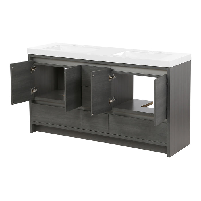 60.5" Double-Sink Vanity With 5 Drawers and Sink Top