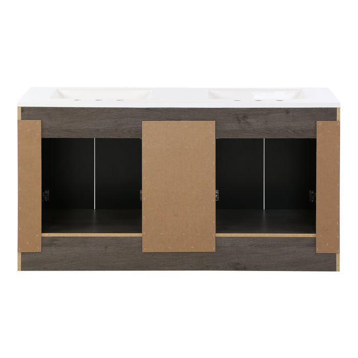 60.25" Bathroom Vanity With Integrated Double-Sink Countertop